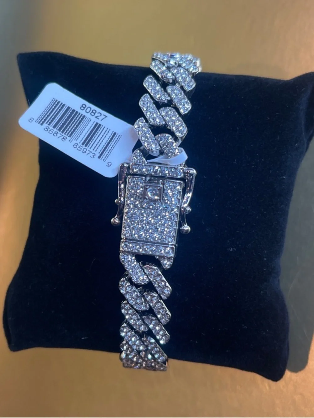 Invicta Men’s Silver-Tone Cubic Zirconia Cuban Link Bracelet - 80827
